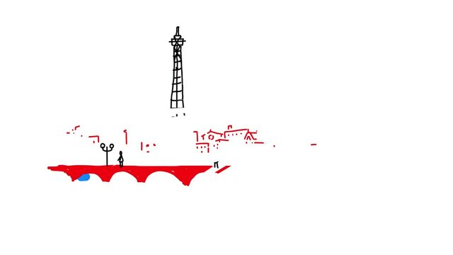 Animated Background Eiffel Tower symbol of France