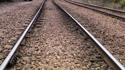 Tram lines on ballast and sleepers, Sheffield, South Yorkshire