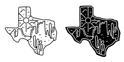 texas monoline vintage outdoor badge design - obrazy, fototapety, plakaty
