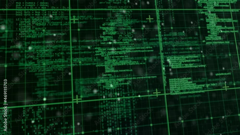 Poster animation of dna pack text on green grid and circular scanner with helix over processing data