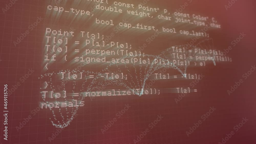 Poster animation of processing data and dna helix rotating on brown screen