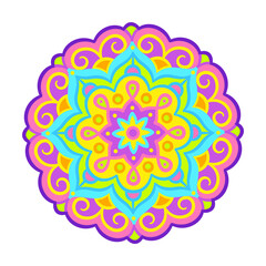 Bright neon mandala illustration