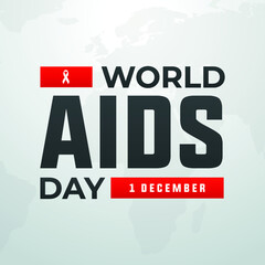 world aids day 1 december  awareness concept, sign, banner, cover, social media template with red HIV awareness ribbon on an abstract background 