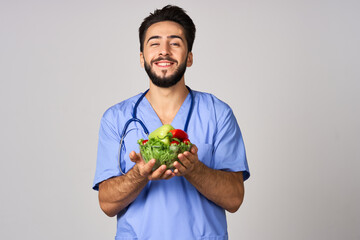 Male nutritionist vegetables healthy food treatment hospital