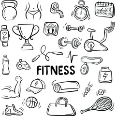 Hand drawn doodle fitness icons set © yura batiushyn