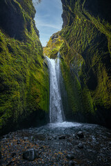 Fototapeta na wymiar Nauthusagil waterfall canyon on south coast, Iceland