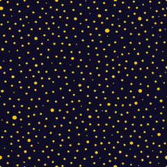 Polka dot seamless pattern. For fashion textiles, paper products. Poster in purple and yellow. Vector.