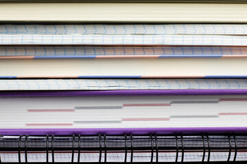 Stack of colorful notebooks. Background for study concept.