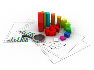 3d rendering Stock market online business concept
