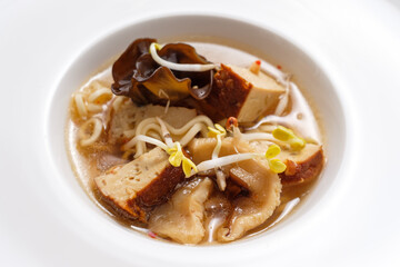 Japanese ramen soup with broth tofu and noodles