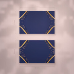Business card template in dark blue with greek gold pattern for your brand.
