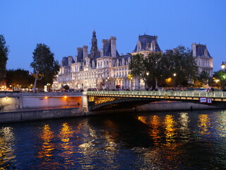 The facade of the city hall of Paris. October 2021, Paris, France.