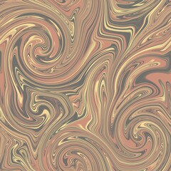 Seamless twirly swirly abstract liquid marble surface pattern design for print. High quality illustration. Trendy marbled fluid paint on water background. Funky expressive psychedelic swirl of paint.