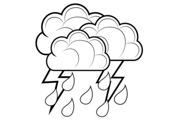 Vector illustration of weather storm, symbol of rain - weather and lightning icon.