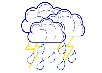 Vector illustration of weather storm, symbol of rain - weather and lightning icon.