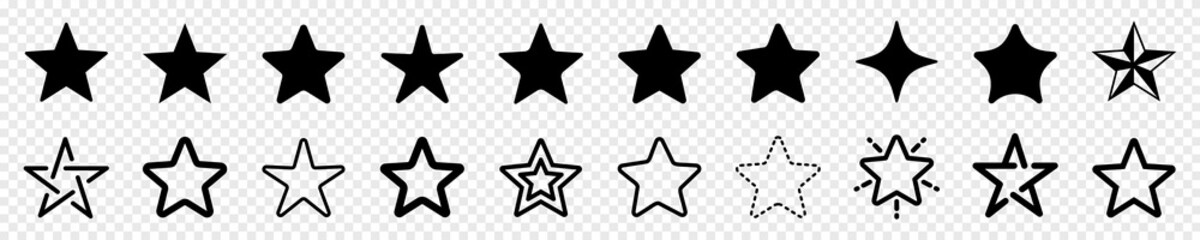 Obraz premium Star icon set. Different shape stars collection. vector illustration