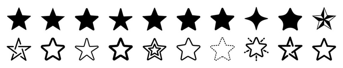 Star icon set. Different shape stars collection. vector illustration