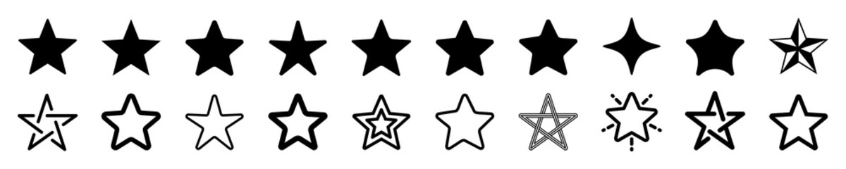 Star icon set. Different shape stars collection. vector illustration