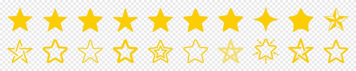 Star icon set. Different shape stars collection. vector illustration