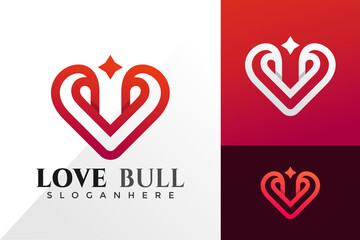 Love Bull Logo Design Vector Template