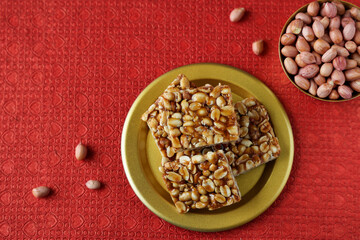 Peanut chkki peanut candy groundnut sweet Kappalndi Kadalai mittai Indian festival food snack Lohri Makar Sankranti Pongal Diwali harvest festival Tamil Nadu winter food festival Punjab North India.