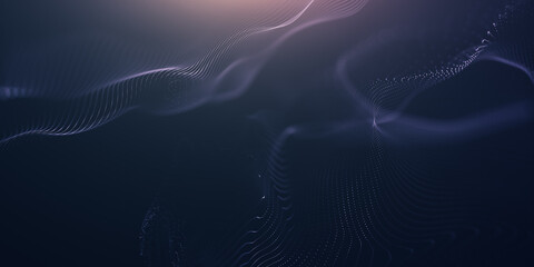Abstract colorful digital particles wave with bokeh and light background, 3d render wave line dot background, line wave light glowing effect particular background.	