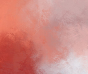 Red and white background with abstract painted texture and paint brushstrokes pattern in textured acrylic painting on canvasn design