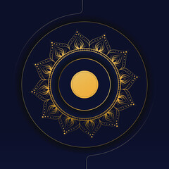gold and blue color luxury ornamental mandala background design for print, poster, cover, brochure, flyer, banner