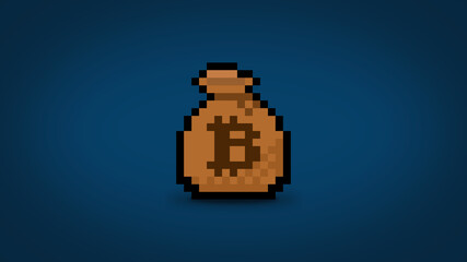Pixel 8 bit gaming bag of money background - high res 4K wallpaper.