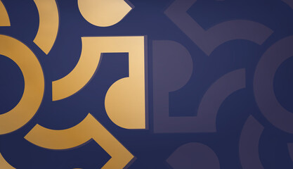 Dark blue background with abstract gold ornament for design under the text