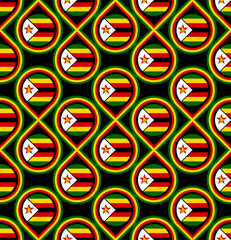 seamless pattern of zimbabwe flag. vector illustration - obrazy, fototapety, plakaty
