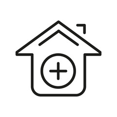 Vector Line Icon Related Home, Cottage, House, Building