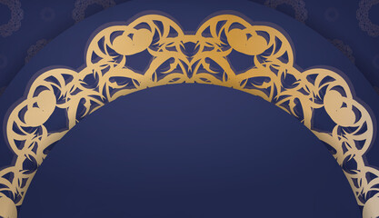 Dark blue background with antique gold ornaments and space for your logo or text