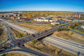 Aerial View of a Business District in Westminster, Colorado during Autumn