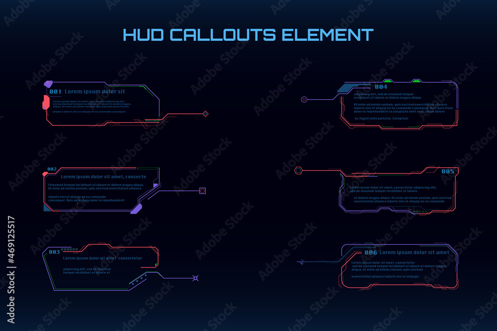 Poster Callouts Title Abstract Futuristic Element Digital Beautiful Frame Template Vector Set.