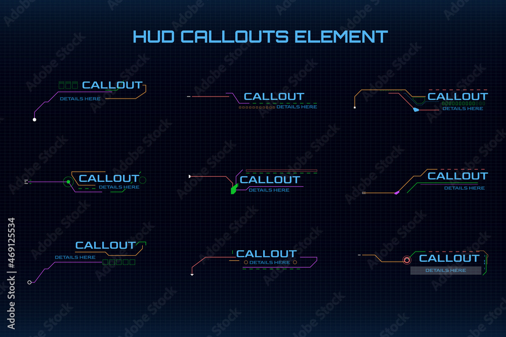 Poster abstract callouts futuristic infographic frame template vector. ui technology information for game, 