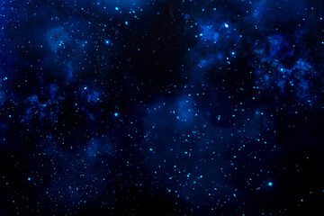 Fototapeta na wymiar Dark blue abstract background with white dots. The universe is filled with stars, nebulae and galaxies. Christmas blue background.