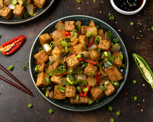 Crispy salt and pepper Tofu. Vegan, vegetarian healthy food