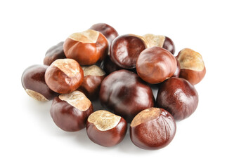 Heap of chestnut on white background