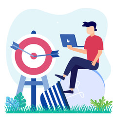 Illustration vector graphic cartoon character of business target accuracy