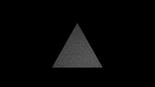 3D pyramid with gray sand surface rotating on black background, 4K abstract animation