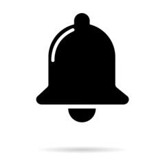 Bell alert icon isolated on white background, black alarm vector illustration symbol, ring web signal