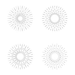 Set of sunburst line icon isolated, collection of summer web banner, retro circle design, vector illustration