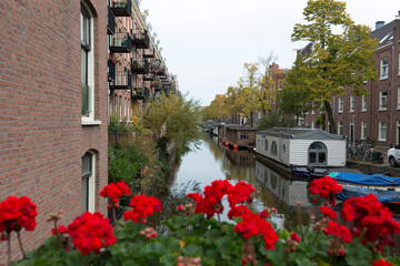 Canals and typical dutch architecture in Amsterdam, the capital of the Netherlands