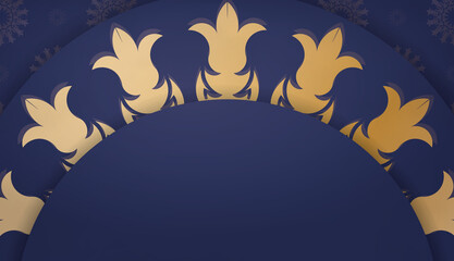Dark blue banner template with vintage gold pattern for design under your logo or text