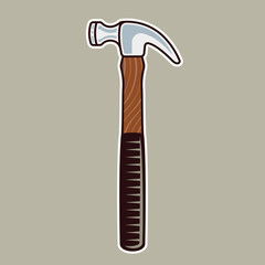 Claw hammer vector colored illustration in cartoon style isolated on light background