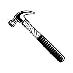 Claw hammer vector illustration in monochrome style isolated on white background