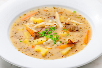 potato soup with mushrooms and carrot