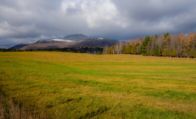 Nice view of Mount Orford in Quebec, Canada, after the first frost in the mountains