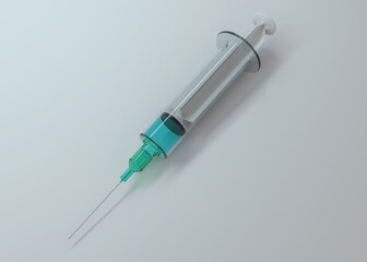 Fairly standard design single use syringe isolated. 3D illustration